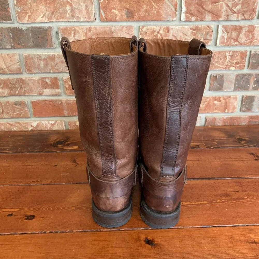 Frye Harness Mahogany Brown Leather Biker Motorcycle Western Boots Size 9 D - Picture 6 of 16